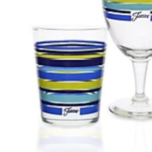 Fiestaware Coordinates 14 oz Tapered Double Old Fashioned Glass in Lapis Stripe